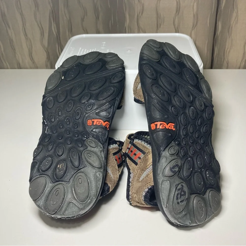 Teva Spoiler II Boy’s 3 Sport Sandals Trail Hiking Tan Black Adjustable Leather